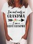 Women's I'm Not Only a Grandma I'm a Great Grandma with Flowers Print Casual T-Shirt