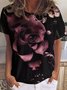 Women’s Plant Pattern Floral Casual Loose T-Shirt