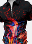 Men’s Fire Pattern Polo Collar Casual Regular Fit Abstract Polo Shirt
