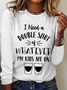 Women‘s Funny Word I Need A Double Shot Whatever My Kids Are On Cotton-Blend Long sleeve Shirt