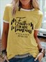 Women's Faith Can Move Mountains Mattew 17:20 Funny Graphic Printing Casual Regular Fit Cotton-Blend Crew Neck T-Shirt