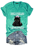 Women‘s Funny Word That's What I Do I Am A Nurse Black Cat Casual Text Letters T-Shirt