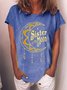 Women’s Sister Of The Moon Casual Crew Neck Text Letters Cotton T-Shirt