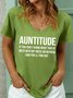 Women's Auntitude If You Don't Know What That Is Mess With My Niece Or Nephew And You'll Find Out Funny Graphic Printing V Neck Casual Loose Text Letters T-Shirt
