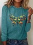 Women's Butterfly Printed Simple Long Sleeve T-Shirt