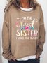 Women’s I’m The Oldest Sister I Make The Rules Casual Crew Neck Text Letters Sweatshirt