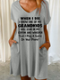 Women's Funny Grandma When I Die I Know One Of My Grandkids Will Lean In My Coffin Casual Text Letters Loose V Neck Dress