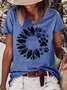 Women‘s Sunflower Dog Paws Graphic Casual T-Shirt