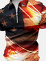 Men’s America Flag Pattern Casual Regular Fit Polo Collar Polo Shirt