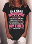 Women's As A Mama Funny Graphic Printing Crew Neck Casual Text Letters Cotton-Blend T-Shirt