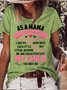 Women's As A Mama Funny Graphic Printing Crew Neck Casual Text Letters Cotton-Blend T-Shirt
