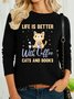 Lilicloth X Rajib Sheikh Life Is Better With Coffee Cats And Books Women's Long Sleeve Top