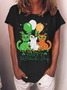 Women's Happy St. Patrick's Day Cats Crew Neck Casual T-Shirt