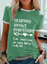 Women's Blessed Grammy Grandma Knows Everything Simple Text Letters Crew Neck T-Shirt