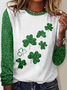 Women's Happy St. Patrick's Day Crew Neck Regular Fit Color Block Simple Shirt