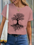 Women's The Tree of Life Print Simple Loose Crew Neck Text Letters T-Shirt