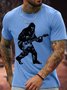 Men's Bigfoot Plays The Guitar Funny Graphic Printing Cotton Loose Casual T-Shirt
