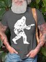 Men's Bigfoot Plays The Guitar Funny Graphic Printing Cotton Loose Casual T-Shirt