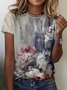 Women’s Plant Pattern Floral Casual Floral Loose Crew Neck T-Shirt