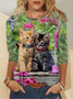 Women's Art Print Cat Casual Regular Fit Shirt