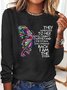 Women‘s They Whispered To Her Butterfly Print Casual Shirt