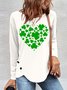 Women's St Patricks Day Shamrock HeartCrew Neck Casual Shirt