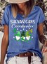 Women‘s Shenanigans Coordinator St Patricks Day Gnomes Crew Neck Casual etters T-Shirt