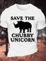 Men's Save The Chubby Unicorn Funny Graphic Printing Loose Cotton Text Letters Casual T-Shirt
