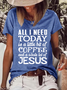 Women's Jesus Word Casual Text Letters T-Shirt