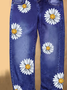 Women's Daisy Print Casual Denim Jeans