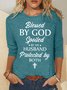 Women's Blessed By God Letter Print Crew Neck Casual Shirt