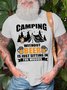 Men's Camping Without Beer Is Just Sitting In The Woods Funny Graphic Printing Crew Neck Cotton Casual T-Shirt