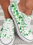 Women's Casual Shamrock Printing Lace-Up Canvas Shoes
