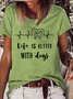 Women's Dog Lover Casual Crew Neck Loose T-Shirt