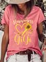 Women's Happiness Is Being A Gigi Sunflower Casual Crew Neck Letters T-Shirt