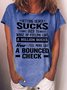 Women's Funny Getting Old Sucks Crew Neck Casual T-Shirt