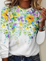 Women's Casual Floral Regular Fit Crew Neck Shirt
