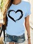 Women's Cute Heart Graphic Crewneck Cotton Casual T-Shirt