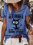 Women's Funny Cat Don't Mess With Old People We Didn't Get This Age By Being Stupid Casual Loose T-Shirt