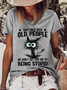 Women's Funny Cat Don't Mess With Old People We Didn't Get This Age By Being Stupid Casual Loose T-Shirt