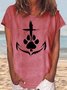 Women's Anchor Paw Print Casual T-Shirt