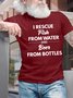 Men’s I Rescue Fish From Water And Beer From Bottles Casual Text Letters T-Shirt