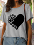 Women's Funny Paw Love Print Casual Crew Neck T-Shirt