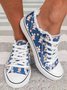 Easter Day Bunny Floral Print Casual Lace-Up Canvas Shoes