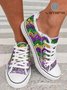 Mardi Gras Color Block Graphic Lace-Up Canvas Shoes