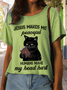 Women's Jesus Makes Me Peaceful Humans Make My Head Hurt Crew Neck Casual Cat T-Shirt