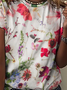 Women's Simple Crew Neck Loose Floral T-Shirt