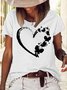 Women's Butterfly Heart Print Casual Crew Neck Letters T-Shirt