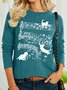 Women's Trick Cat Music Notes Funny Graphic Printing Text Letters Casual Loose Crew Neck Shirt