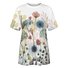 Women's Watercolor Flower Art print Casual T-Shirt